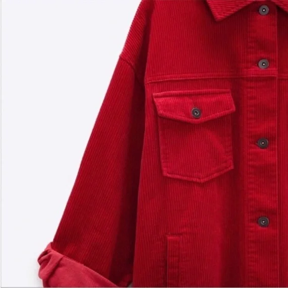 ZARA Corduroy Oversized Shacket Size Medium - Picture 5 of 13